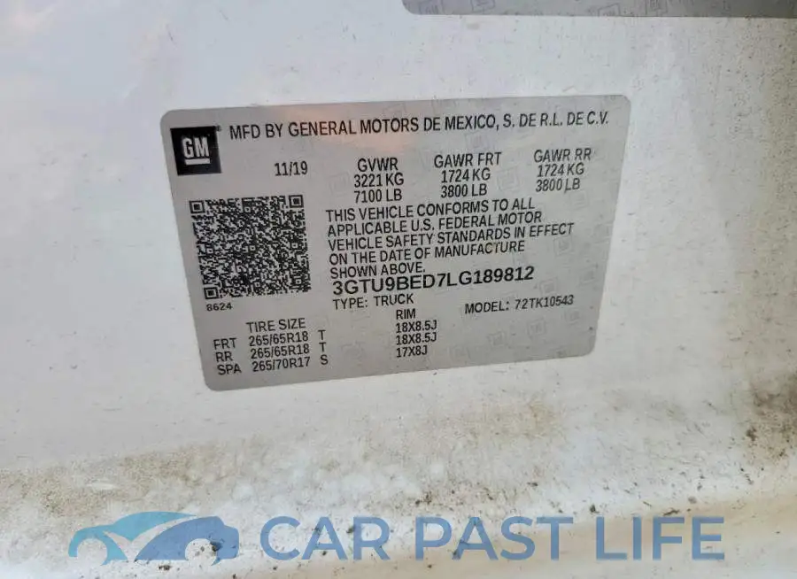 3GTU9BED7LG189812# 13