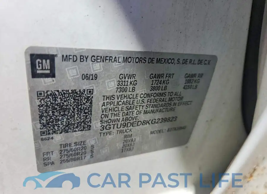 3GTU9DED8KG239823# 12