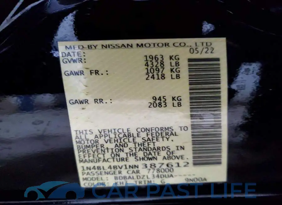 1N4BL4BV1NN387612# 12