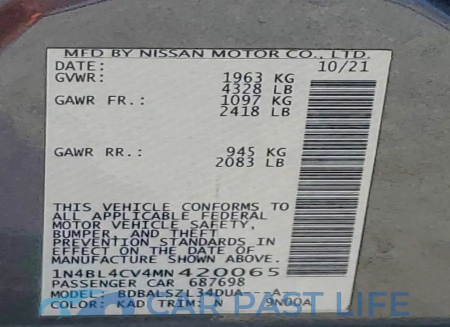 1N4BL4CV4MN420065# 13