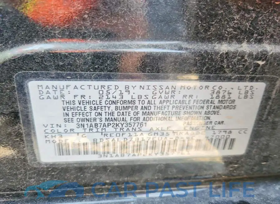3N1AB7AP2KY357761# 13