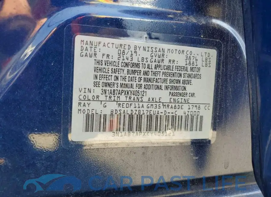 3N1AB7APXKY405121# 12