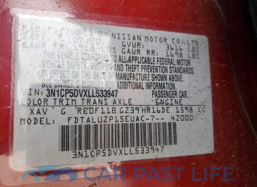 3N1CP5DVXLL533947# 13