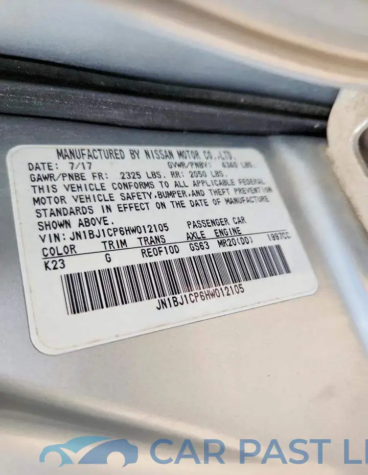 JN1BJ1CP6HW012105# 13
