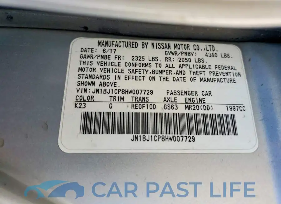 JN1BJ1CP8HW007729# 13