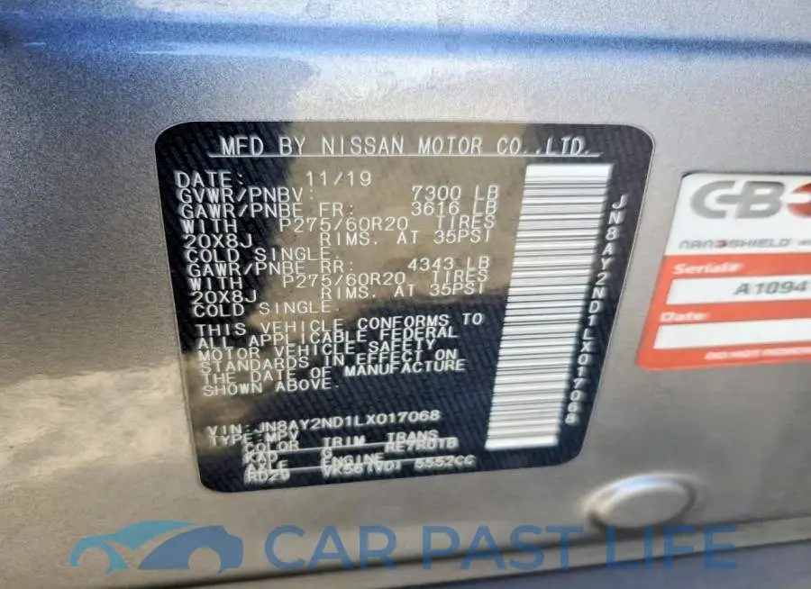 JN8AY2ND1LX017068# 13