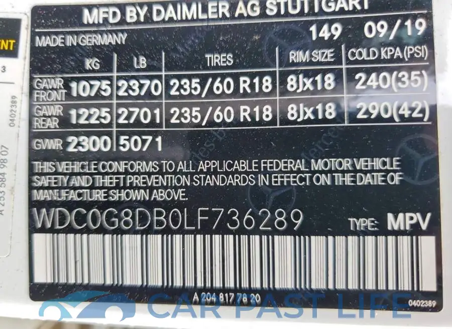 WDC0G8DB0LF736289# 13
