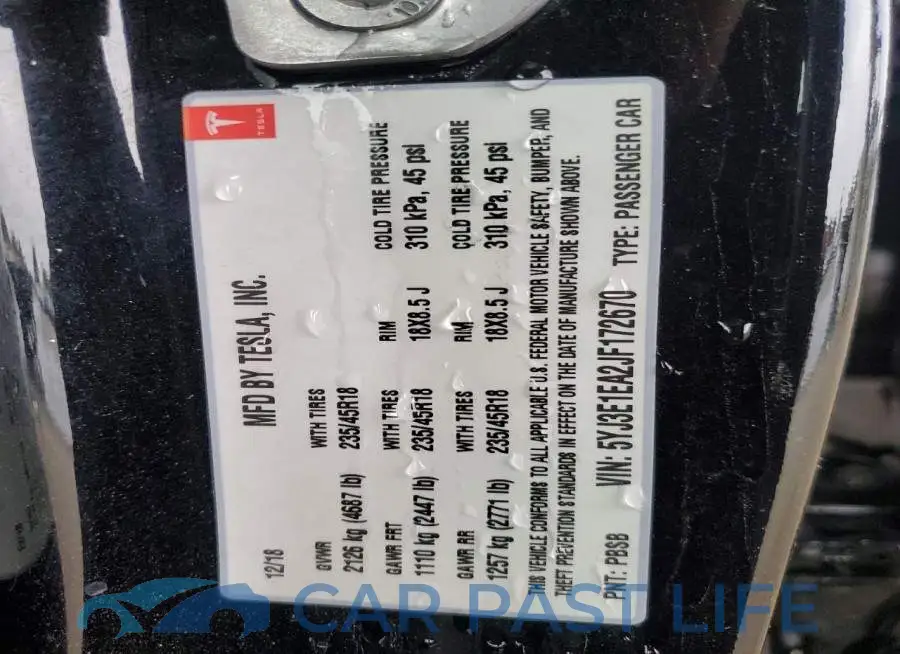 5YJ3E1EA2JF172670# 12