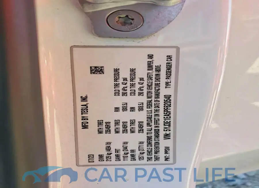 5YJ3E1EA5PF620540# 12