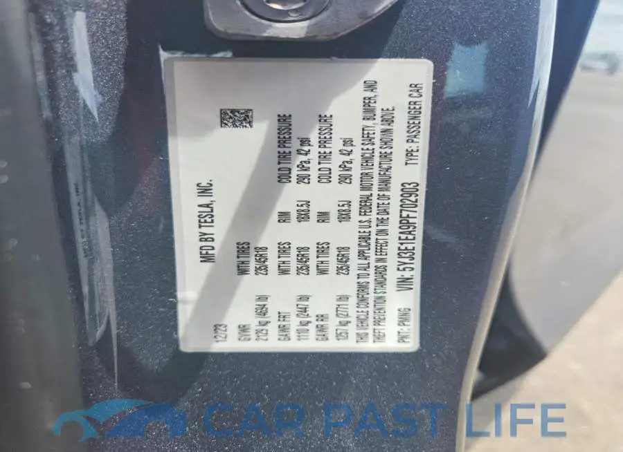 5YJ3E1EA9PF702903# 12