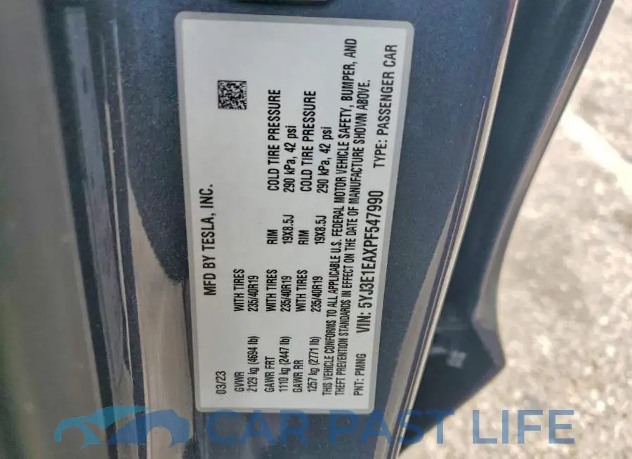 5YJ3E1EAXPF547990# 12
