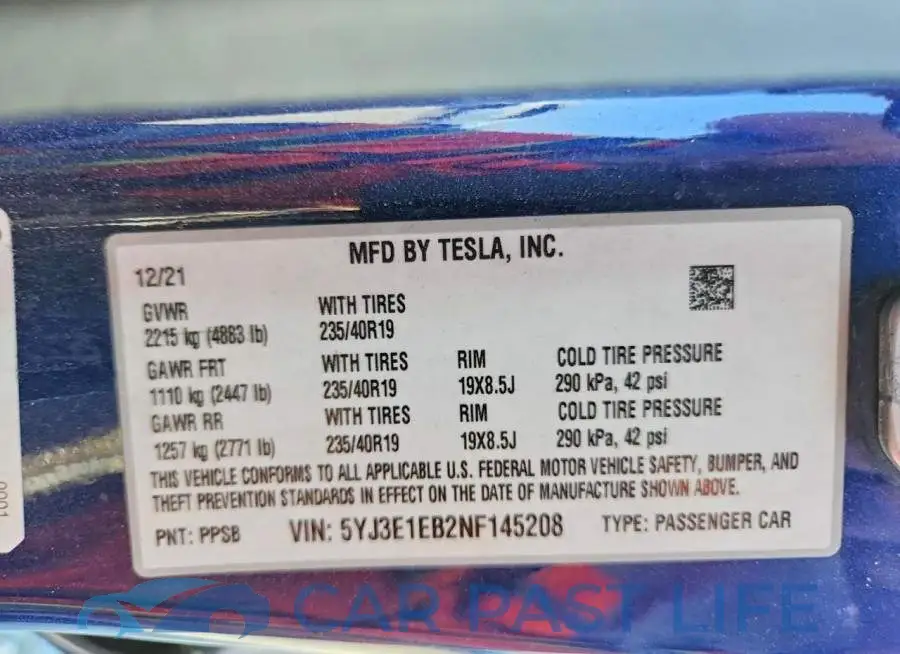 5YJ3E1EB2NF145208# 12