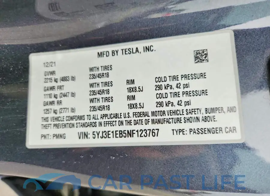 5YJ3E1EB5NF123767# 12