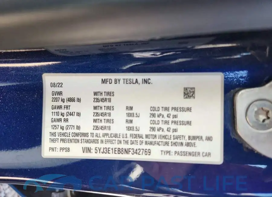 5YJ3E1EB8NF342769# 12