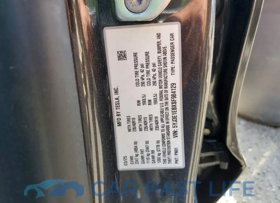 5YJ3E1EBXSF984129# 12