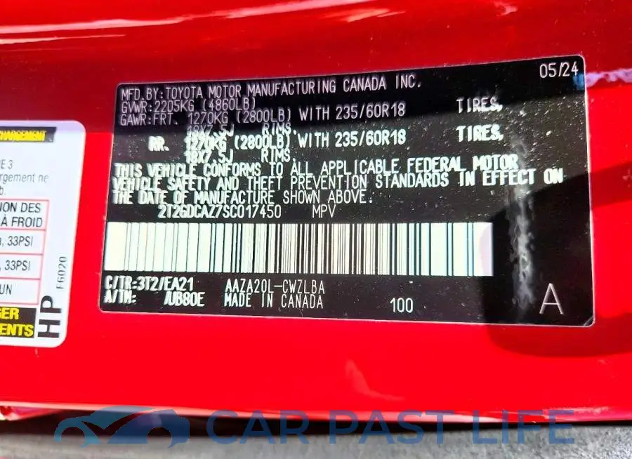 2T2GDCAZ7SC017450# 13