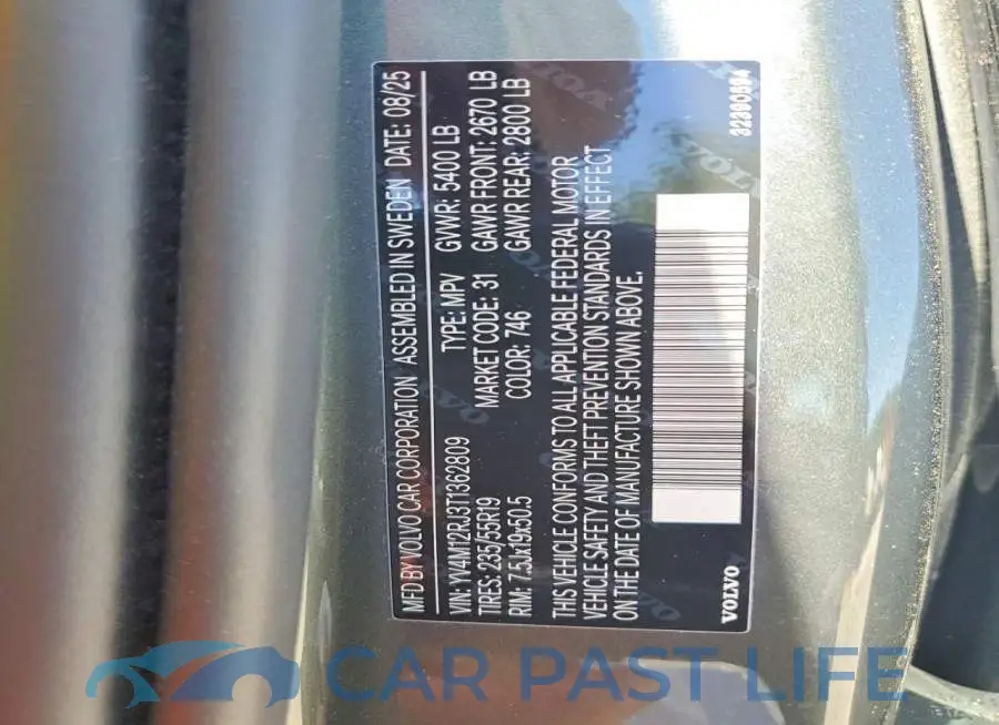YV4M12RJ3T1362809# 12