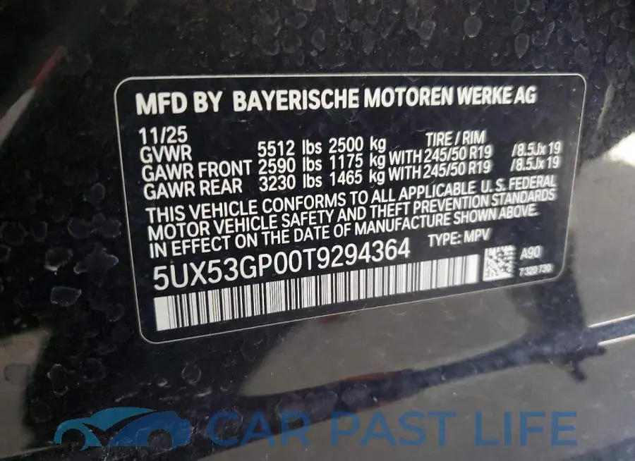 5UX53GP00T9294364# 12