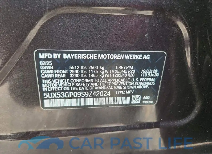 5UX53GP09S9Z42024# 12