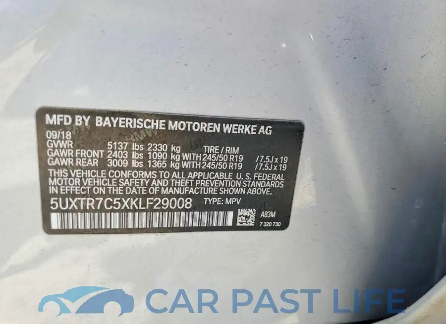 5UXTR7C5XKLF29008# 13
