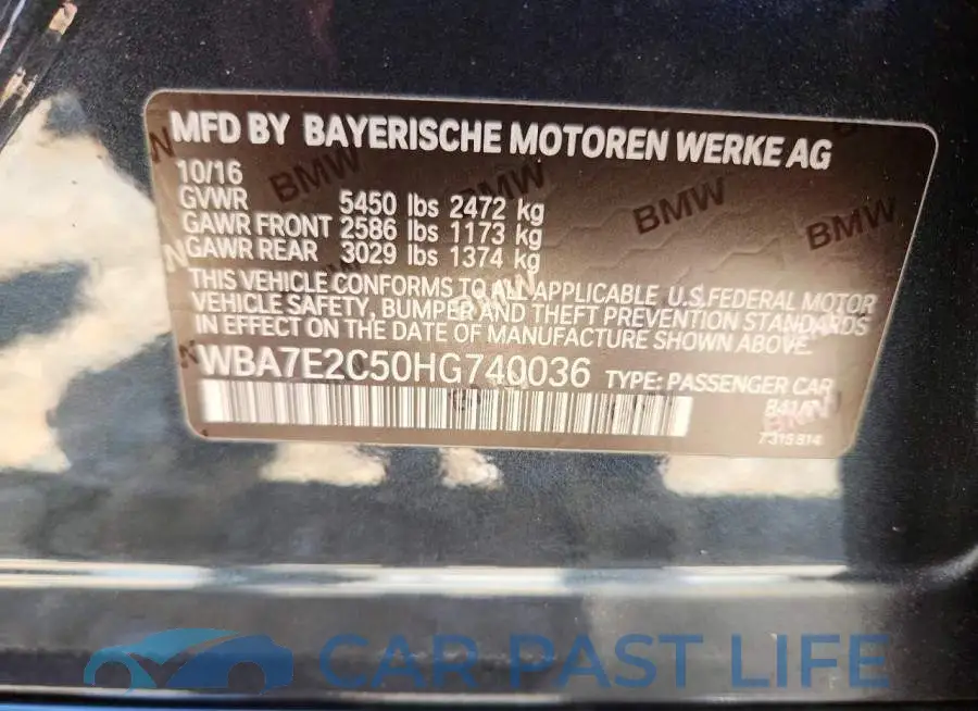WBA7E2C50HG740036# 12