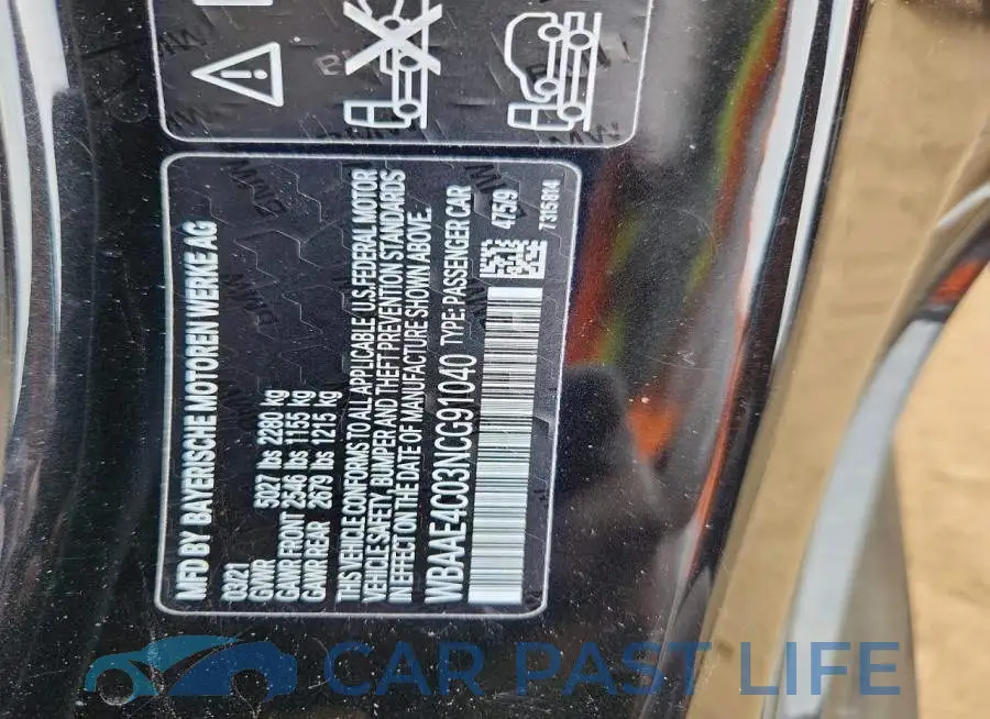 WBAAE4C03NCG91040# 13