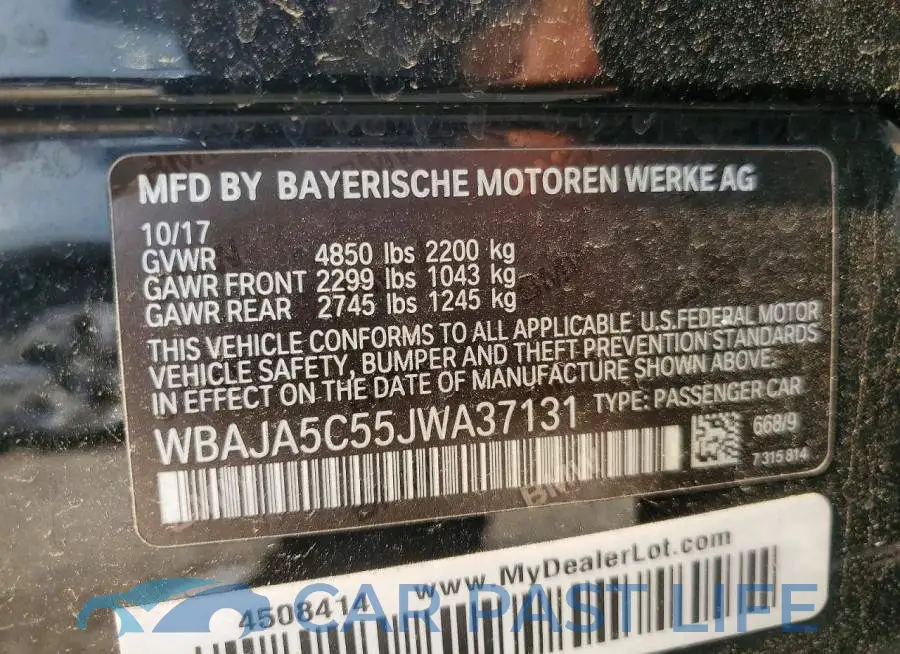 WBAJA5C55JWA37131# 13