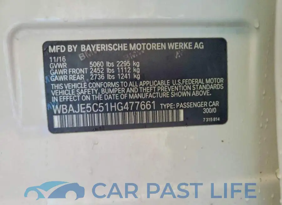 WBAJE5C51HG477661# 13