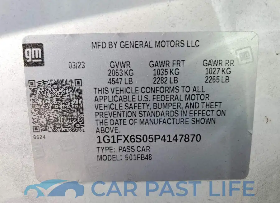 1G1FX6S05P4147870# 13