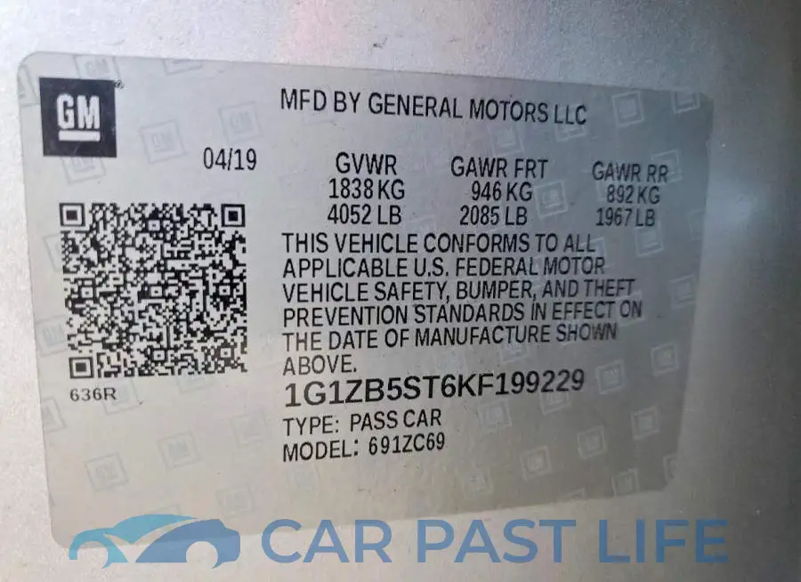 1G1ZB5ST6KF199229# 12