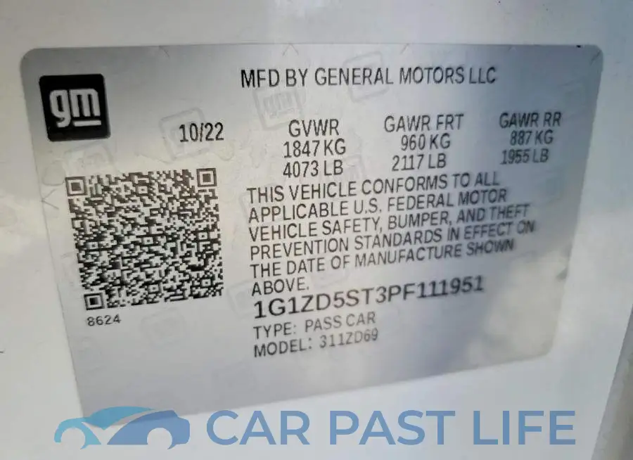 1G1ZD5ST3PF111951# 12