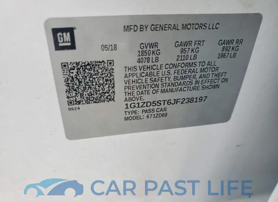 1G1ZD5ST6JF238197# 12