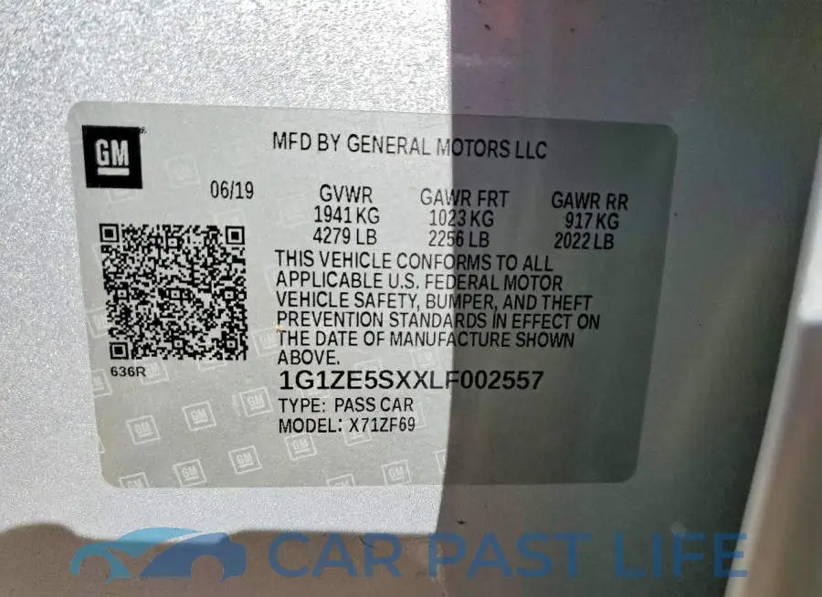 1G1ZE5SXXLF002557# 12
