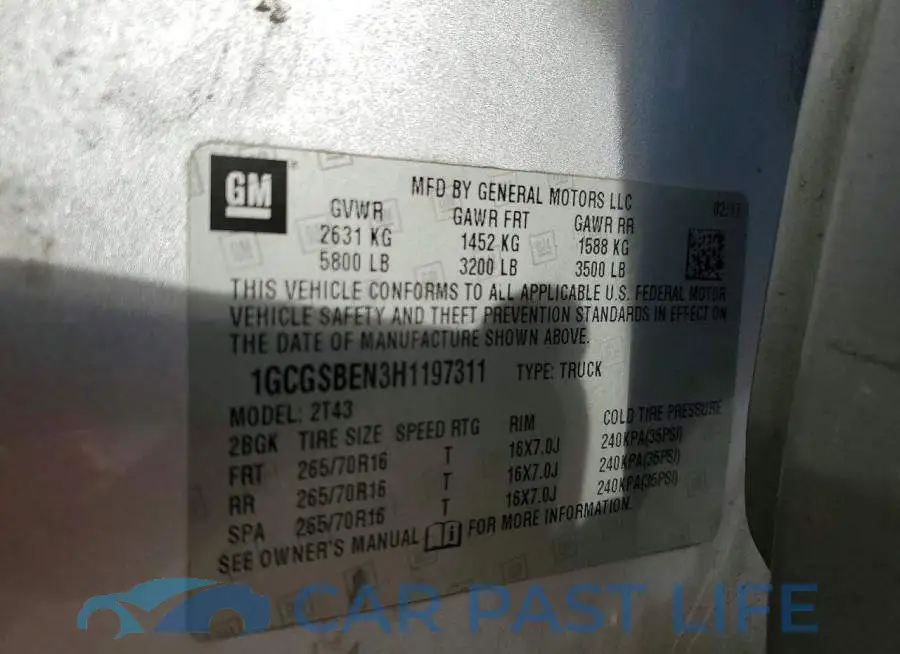 1GCGSBEN3H1197311# 12