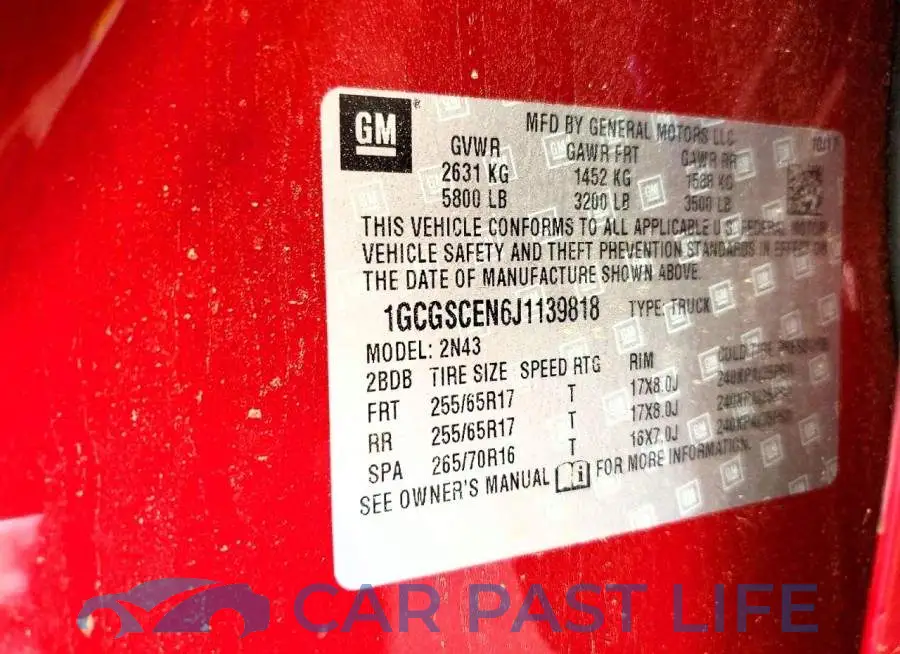 1GCGSCEN6J1139818# 12