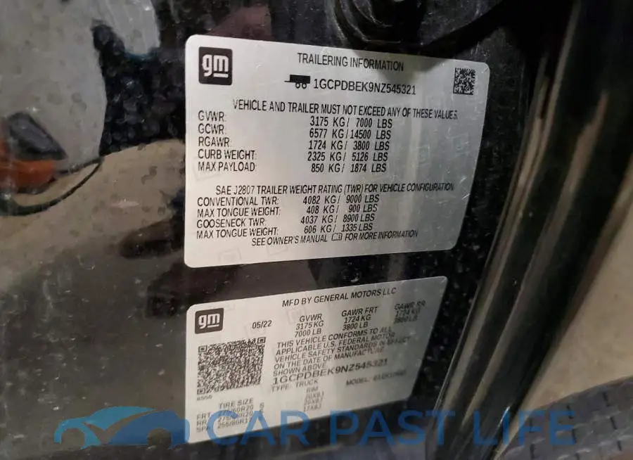 1GCPDBEK9NZ545321# 12