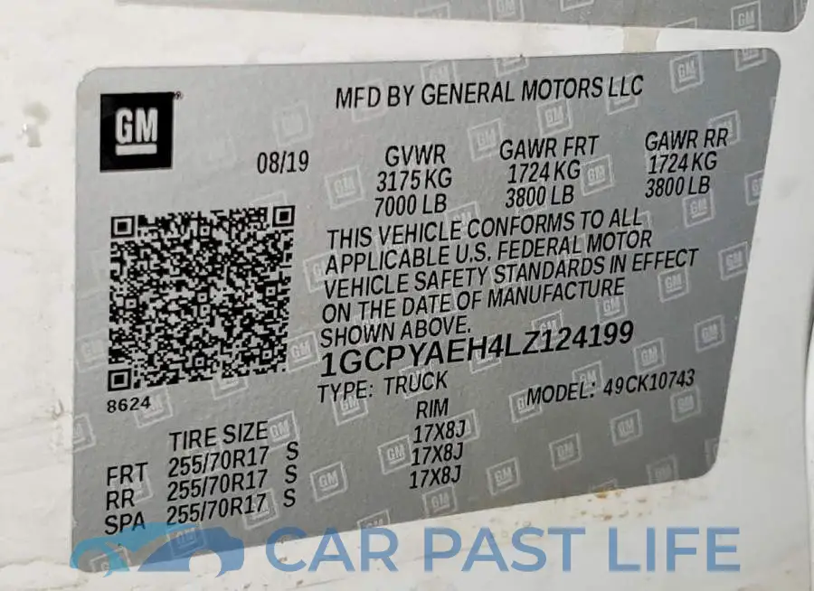 1GCPYAEH4LZ124199# 12