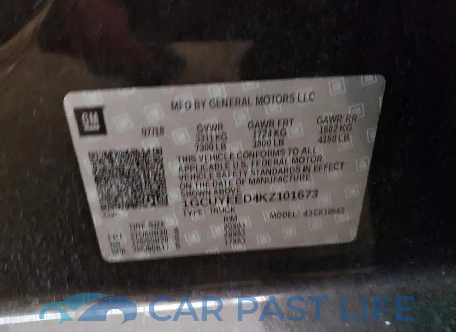 1GCUYEED4KZ101673# 12