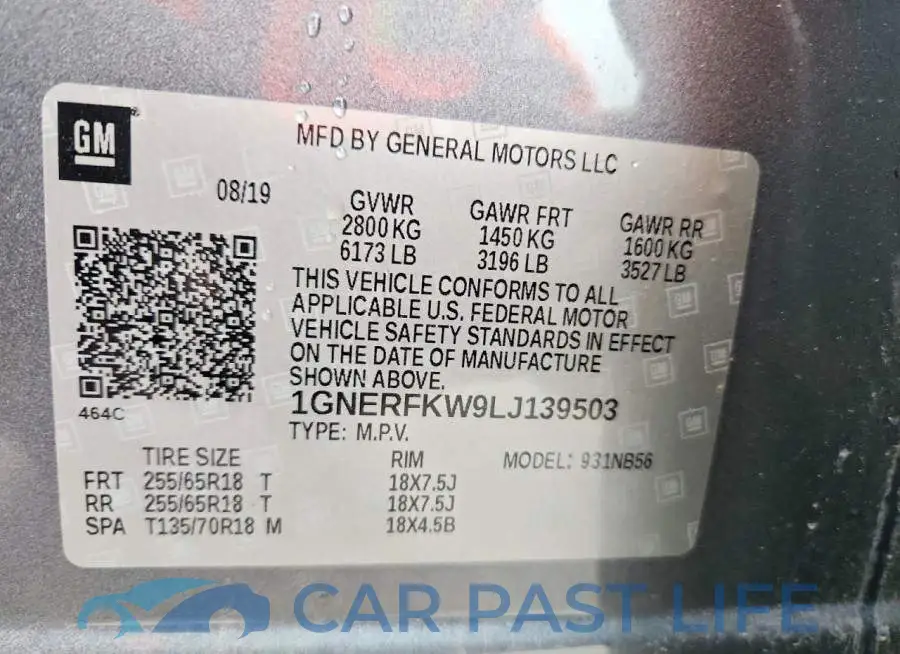 1GNERFKW9LJ139503# 13
