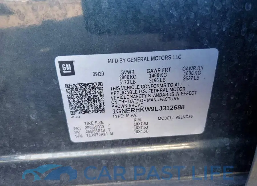 1GNERHKW9LJ312688# 13