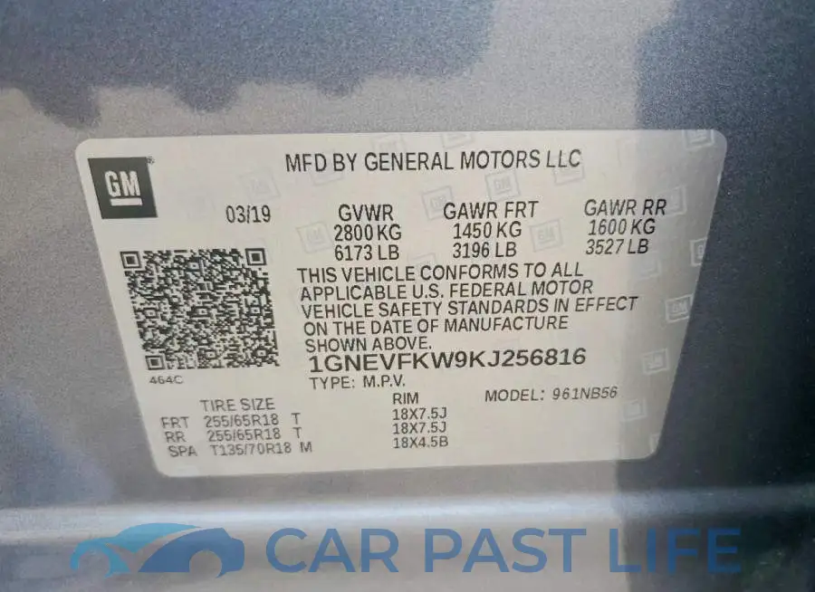 1GNEVFKW9KJ256816# 14