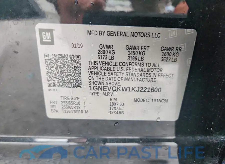 1GNEVGKW1KJ221600# 13
