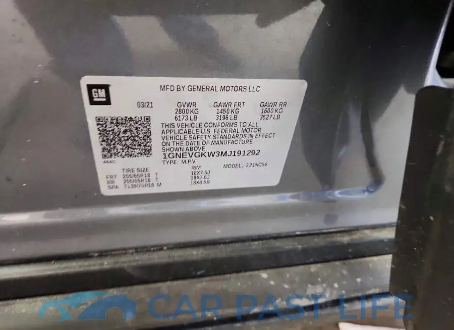 1GNEVGKW3MJ191292# 13