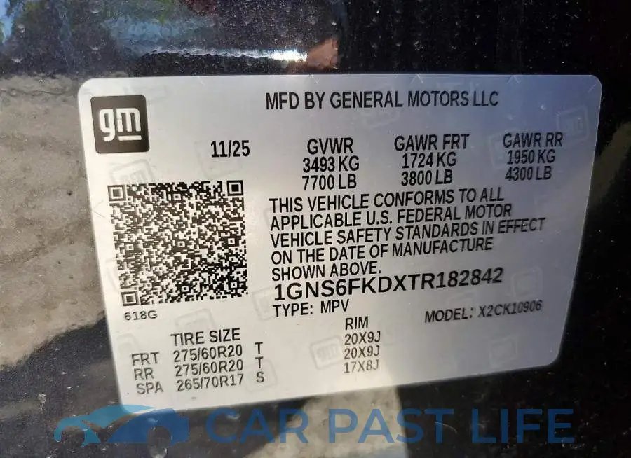 1GNS6FKDXTR182842# 13