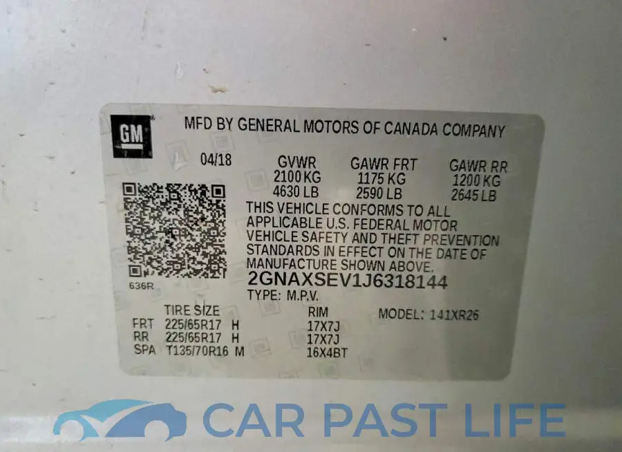 2GNAXSEV1J6318144# 13