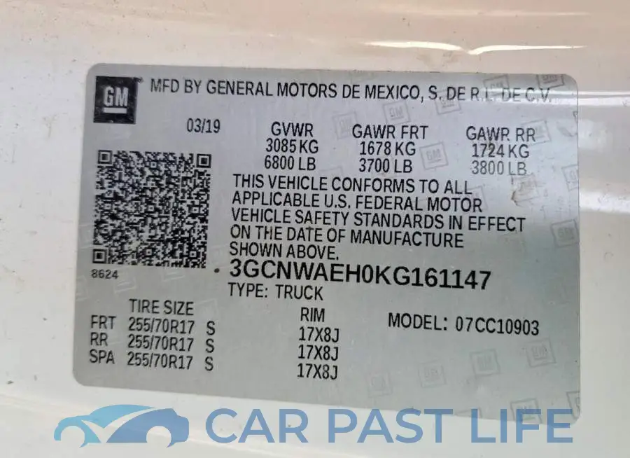 3GCNWAEH0KG161147# 12