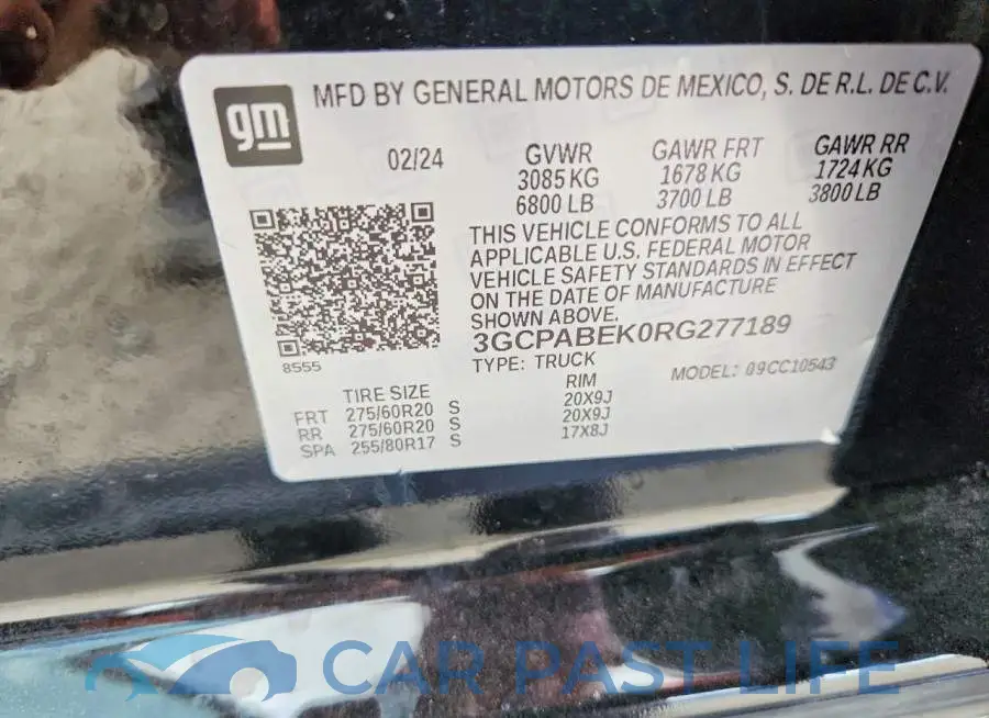 3GCPABEK0RG277189# 12