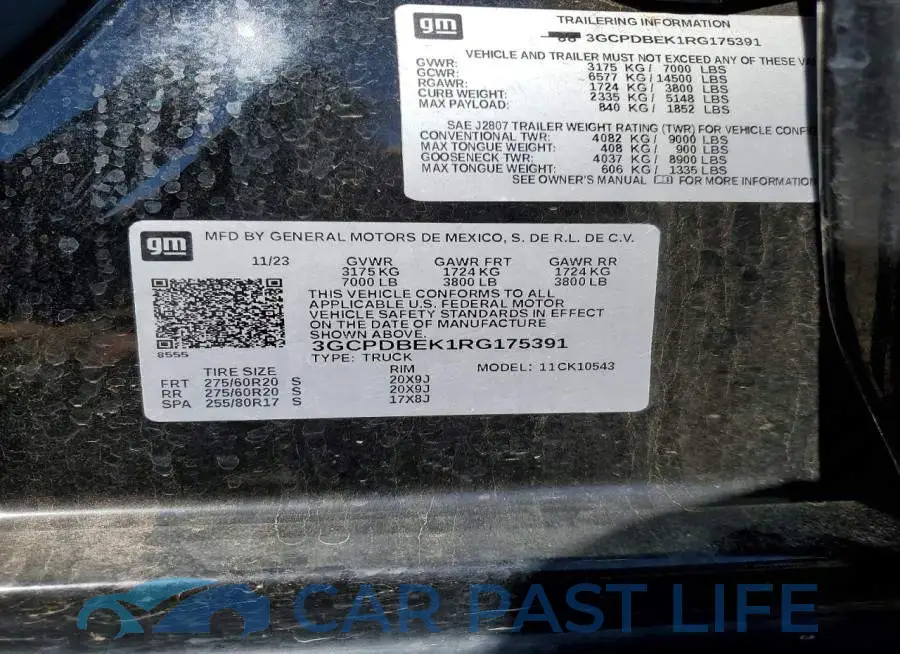 3GCPDBEK1RG175391# 12