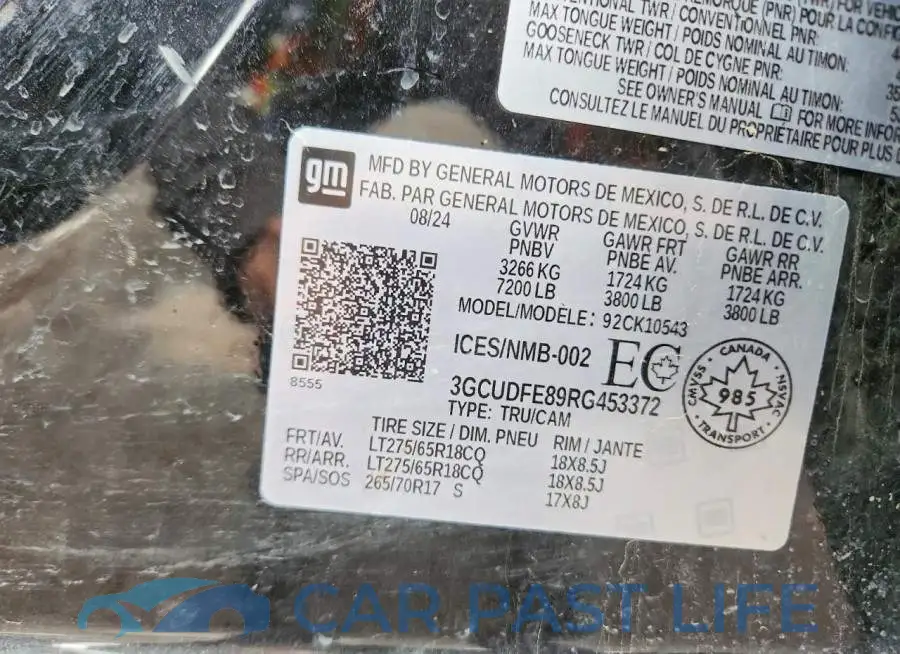 3GCUDFE89RG453372# 12