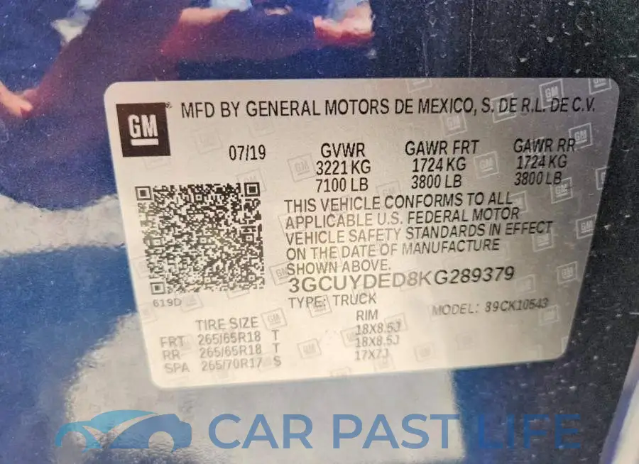 3GCUYDED8KG289379# 12